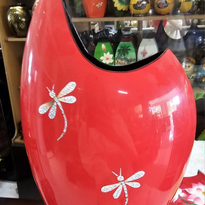 Bình hoa sơn mài cao cấp bình miệng cá với nhiều hoa văn khác nhau thích hợp cắm hoa, trang trí, làm quà tặng,....