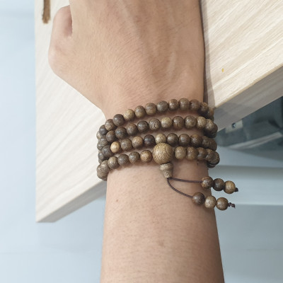 Vòng tay trầm hương tràng 108 hạt Tốc SƠN MỘC HƯƠNG tặng 1 mốc khóa SMH