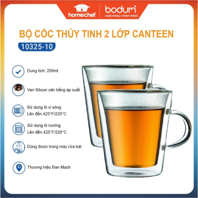 Bộ 2 cốc (ly) thủy tinh 2 lớp Bodum Canteen 10325 -10, dung tích 200ml | Hàng chính hãng