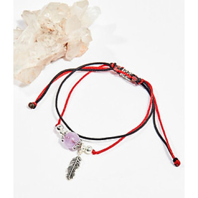 Vòng tay thắt dây đỏ đá thạch anh tím mệnh hỏa , thổ - Ngọc Quý Gemstones