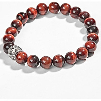 Vòng thạch anh mắt hổ Nâu đỏ Phối Charm Bạc (8mm) Ngọc Quý Gemstones