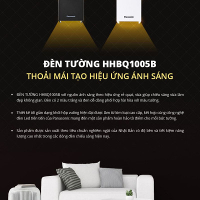 Đèn gắn tường Panasonic HHBQ1005B88, Ánh sáng vàng 3000K, trang trí, thắp sáng lối đi cầu thang, hành lang