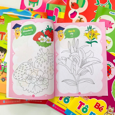 Sách- Combo 8 Cuốn Tô Màu Song Ngữ Anh Việt Cho Trẻ Từ 4-5 Tuổi (Bộ 8 cuốn)