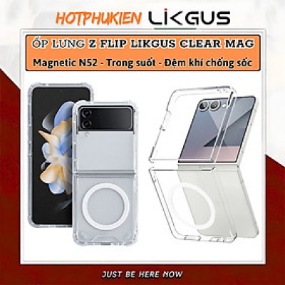 Ốp lưng chống sốc trong suốt hỗ trợ sạc từ tính nam châm cho Samsung Galaxy Z Flip 7 Flip 6 Flip 5 Flip 4 Flip 3 5G hiệu Likgus Magetic Case siêu mỏng 0.6mm, độ trong tuyệt đối, chống trầy xước, chống ố vàng, tản nhiệt tốt - Hàng nhập khẩu