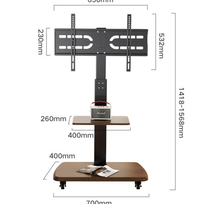 Giá treo tivi di động khung thép không gỉ phù hợp nhiều loại tivi có kệ để đồ thương hiệu IGA - GM173
