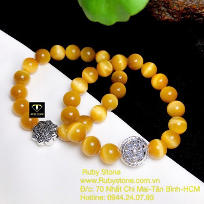 Vòng tay mắt hổ mệnh Thổ - Kim