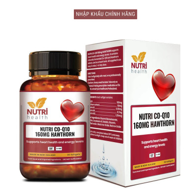 Viên Uống Bổ Tim Nutri CO-Q10 160MG Hawthorn 30 Viên | Giúp Tim Khỏe Mạnh, Phục Hồi Sức Khỏe - Nhập Khẩu Chính Hãng