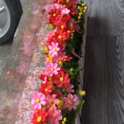 Chậu hàng rào hoa trang trí - Size từ 30cm đến 50cm - Cây giả, hoa lụa Decor trang trí nhà cửa