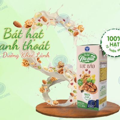 Thùng sữa nước Nunut 6 loại hạt Ngọc Lục Bảo ít đường giúp giải toả mệt mỏi bổ sung dinh dưỡng (48 hộp x 180m)