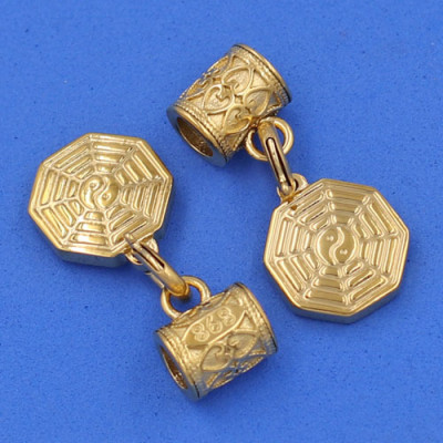 Vòng tay chuỗi Đá Ngọc Tủy size 12 ly - Vòng tay Bát Quái vàng phối charm - không đen, không bay màu