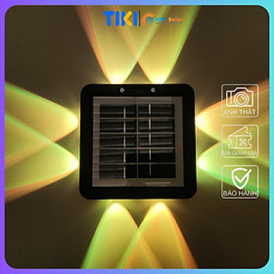 Đèn ốp tường hắt tường 4 đầu 8 tia năng lượng mặt trời HT08-RGB