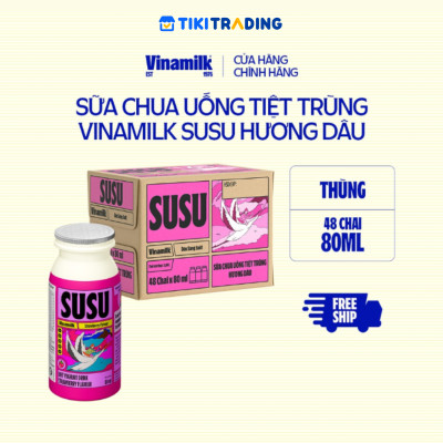 Sữa chua uống hương dâu Vinamilk Susu - Thùng 48 chai 80ml