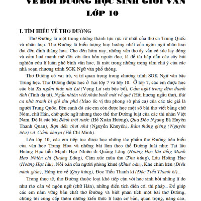 Những Điều Cần Biết Bồi Dưỡng Học Sinh Giỏi Ngữ Văn 10  - KV