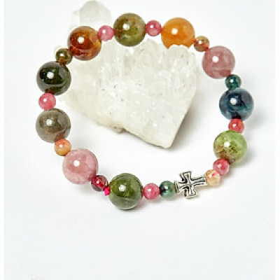 Vòng Chuỗi Mân Côi Đá Tourmaline Đa Sắc Ni 52 - Ngọc Quý Gemstones