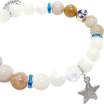 Vòng Tay Mệnh Kim, Thủy Đá San Hô Và Vỏ Ốc Hóa Thạch, Ngôi Sao Laliz CM.07