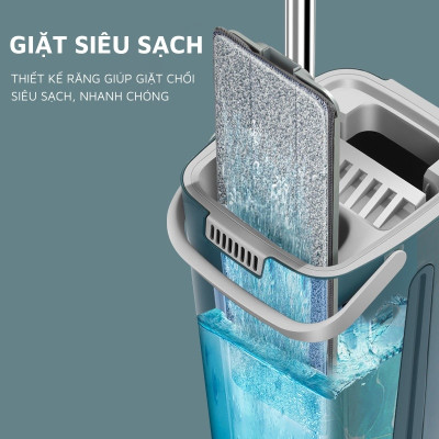 Cây Lau Nhà Tự Vắt, Chổi Lau Nhà Thế Hệ Mới Xoay 360 Độ Có 8 Bông Lau Đi Kèm - Hàng Nhập Khẩu