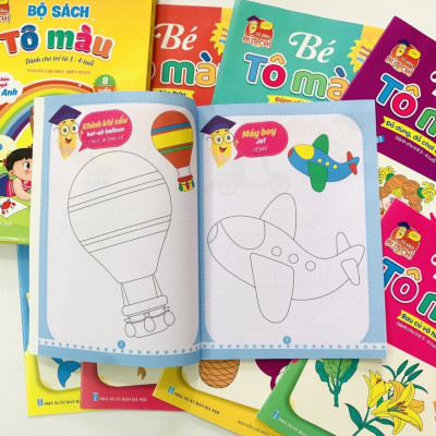 Túi tô màu song ngữ Anh Việt - Tô màu sáng tạo cho trẻ 3 - 4 tuổi - Tặng kèm bộ sáp 12 màu