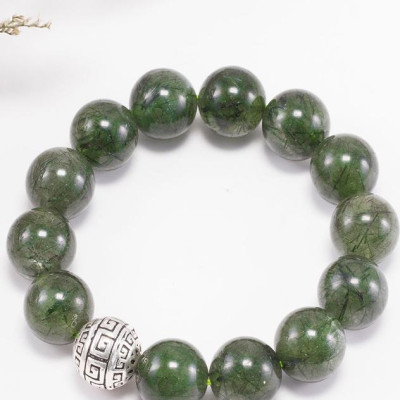 Vòng Tay Đá Thạch Anh Tóc Xanh Phối Charm Bạc (14mm) Ngọc Quý Gemstones