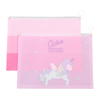 Bộ 2 túi đựng tệp A4 zip chống nước xinh xắn tiện dụng