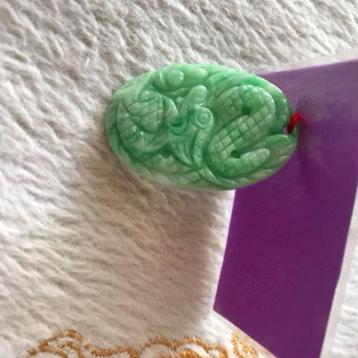 MẶT DÂY CHUYỀN HÌNH RỒNG OVAL LƯỢN  ĐÁ CẨM THẠCH XANH TƯƠI NHẸ TỰ NHIÊN  SIZE NHỎ NỮ CAO 34MM NGANG 23MM SÂU 3MM