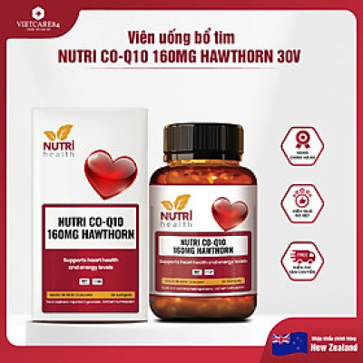 Viên Uống Bổ Tim Nutri CO-Q10 160MG Hawthorn 30 Viên | Giúp Tim Khỏe Mạnh, Phục Hồi Sức Khỏe - Nhập Khẩu Chính Hãng