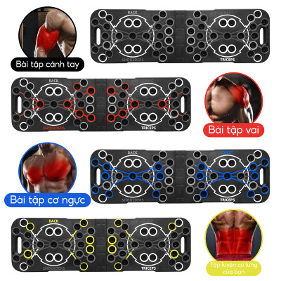 Dụng cụ hít đất RH006I tập thể thao tại nhà kèm bàng chỉ dẫn theo màu sắc tập trung các nhóm cơ chính