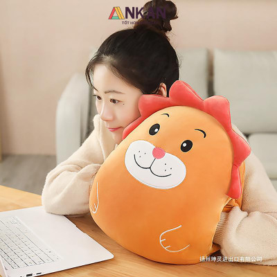 Bộ Chăn Gối Văn Phòng 3 Trong 1 Sư Tử Cam, Siêu Mềm Mại
