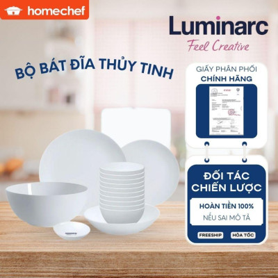 Bộ bát đĩa (tô, chén, dĩa) thủy tinh Luminarc Diwali 15 chi tiết, chịu sốc nhiệt tốt - DW15L