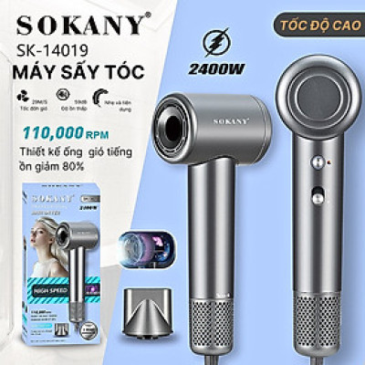 Máy sấy tóc ion âm 2 chiều nóng lạnh SOKANY SK14019 công suất 2400W,  chăm sóc tóc, bảo vệ tóc khỏi hư tổn - HÀNG CHÍNH HÃNG