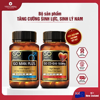 Bộ Sản Phẩm Giúp Tăng Cường Sinh Lực - Sinh Lý Nam, Làm Chậm Quá Trình Mãn Dục Nam: Go Man Plus 30 Viên, Bổ Tim Go Co Q10 160mg 30 Viên
