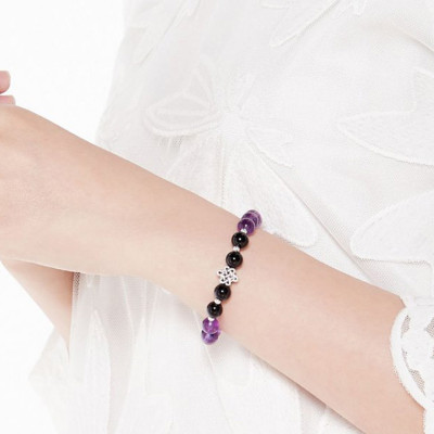 Vòng tay đá thiên nhiên phối charm kết đồng tâm size hạt 8mm - Ngọc Quý Gemstones