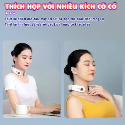 Máy massage cổ xung điện 8D Nikio NK-131 - Rung nóng kết hợp ánh sáng sinh học