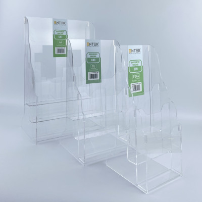 Khay đựng giấy, Hộc đựng tờ rơi, Kệ mica nhiều giấy 3 ngăn Enter C07 210x300mm A4 đứng 2mm