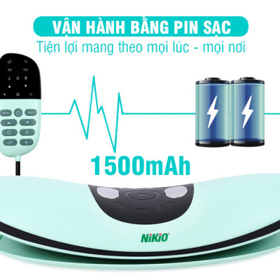 Máy Massage Lưng Và Thắt Lưng Nikio NK-158 - Công Nghệ Mát Xa Cải Tiến 4in1: Nhiệt Nóng, Xung Điện, Rung, Túi Khí - Hỗ Trợ Điều Trị Thoát Vị Đĩa Đệm, Thoái Hóa, Đau Cột Sống Lưng - Dòng Không Dây Pin Sạc, Có Remote Điều Khiển