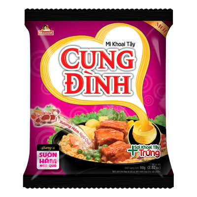 Thùng 30 Gói Mì Khoai Tây Cung Đình Hương Vị Sườn Hầm Ngũ quả