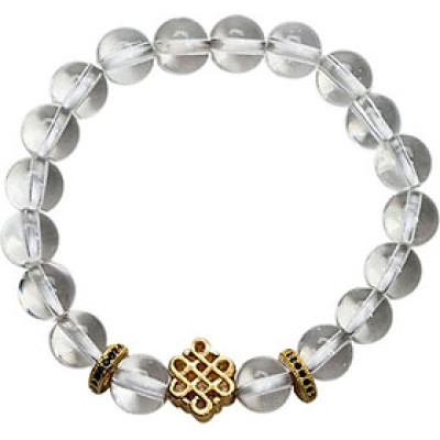 Vòng Tay Phong Thủy Nữ Đá Thạch Anh Trắng Phối Charm Si (8mm) Mệnh Kim, Thủy Ngọc Quý Gemstones