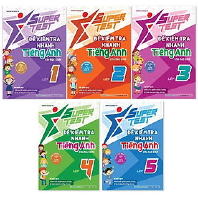 Sách - Super Test - Đề Kiểm Tra Nhanh Tiếng Anh Lớp 1, 2, 3, 4, 5 - Combo 5 Cuốn - Megabook
