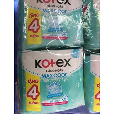 (Mẫu Mới) Tặng thêm 4 miếng- Combo 2 Gói Băng Vệ Sinh Kotex Hàng Ngày Cool siêu mỏng ( Hàng Ngày MaxCool) - Mỗi Gói 20 Miếng- Date luôn mới