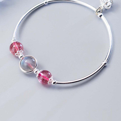 Vòng tay bạc đá thiên nhiên phối charm vương miệng - Ngọc Quý Gemstones