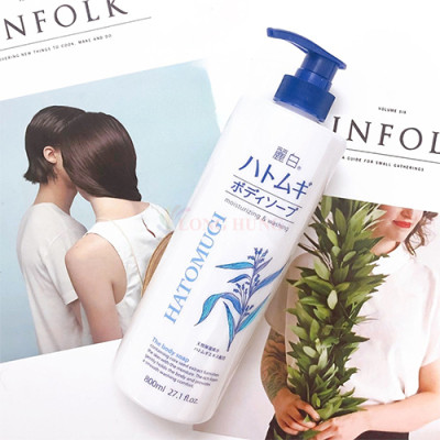 Sữa tắm dưỡng ẩm trắng sáng da Ý Dĩ Hatomugi Kumano Reihaku Body Soap (800ml) - Hàng chính hãng