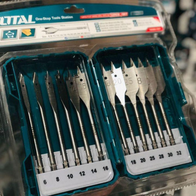 BỘ MŨI KHOAN GỖ ĐẦU DẸP 12 CHI TIẾT 6-30MM TOTAL TACSDL1201