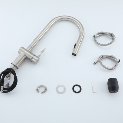 Vòi bếp nóng lạnh inox SUS 304 dây rút Frap F60807 - Chính Hãng Liên Bang Nga