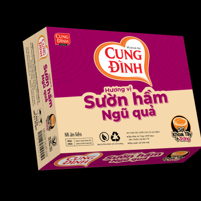 Thùng 30 Gói Mì Khoai Tây Cung Đình Hương Vị Sườn Hầm Ngũ quả