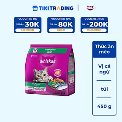 Thức Ăn Cho Mèo Whiskas Adult 1+ YearsVị Cá Ngừ 480g/Túi