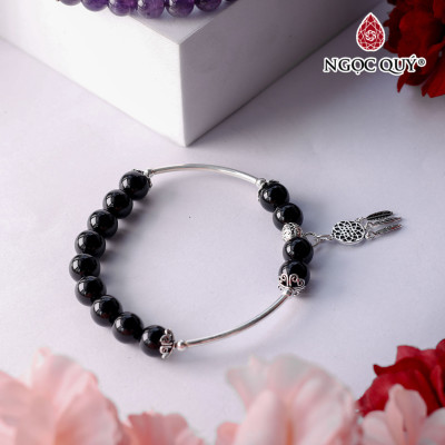 Vòng tay hạt đá thiên nhiên phối charm bạc dreamcatcher - Ngọc Quý