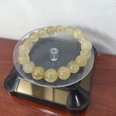 Vòng tay phong thủy thạch anh tóc vàng 12 ly, vòng tay chuỗi hạt đá