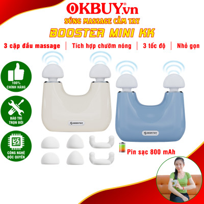 Máy massage cầm tay 2 đầu Booster mini KK, lực đấm mạnh, thiết kế nhỏ gọn sang trọng 3 tốc độ, 3 bộ đầu massage thư giãn