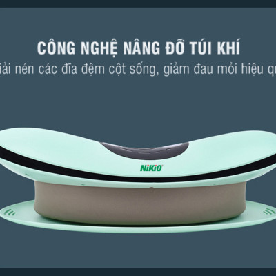 Máy Massage Lưng Và Thắt Lưng Nikio NK-158 - Công Nghệ Mát Xa Cải Tiến 4in1: Nhiệt Nóng, Xung Điện, Rung, Túi Khí - Hỗ Trợ Điều Trị Thoát Vị Đĩa Đệm, Thoái Hóa, Đau Cột Sống Lưng - Dòng Không Dây Pin Sạc, Có Remote Điều Khiển