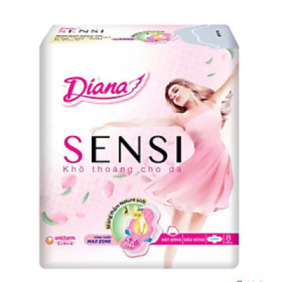 1 Gói Diana Sensi Khô Thoáng Cho Da 8 Miếng - Diana Sensi Siêu Mỏng Cánh 8 Miếng 23cm- Date luôn mới