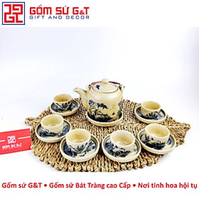 Bộ trà men rạn sơn thủy dáng vại Gốm Sứ G&T